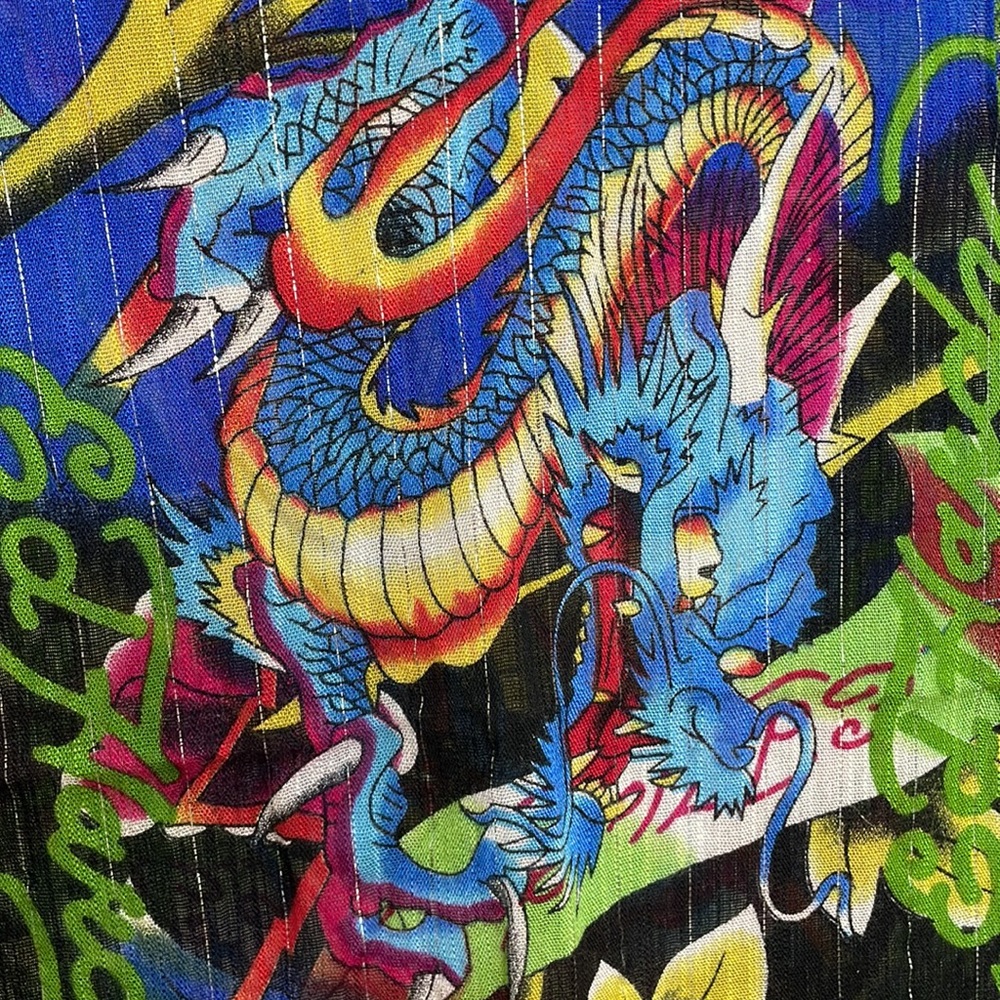 ED HARDY by Christian Audigier Cotton Scarf dragons floral gemstone - Picture 7 of 16
